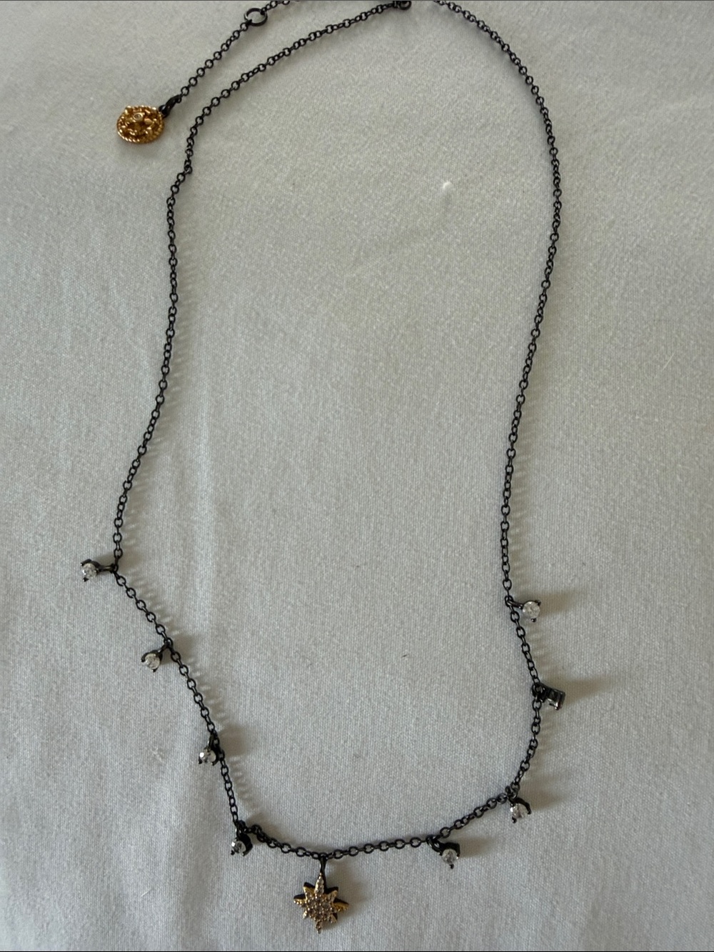 Women's Black Chain Necklace with Gold Star Pendant